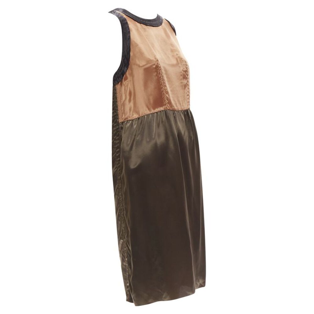 Marni bronze satin colorblocked sleeveless dress - Picture 3 of 6